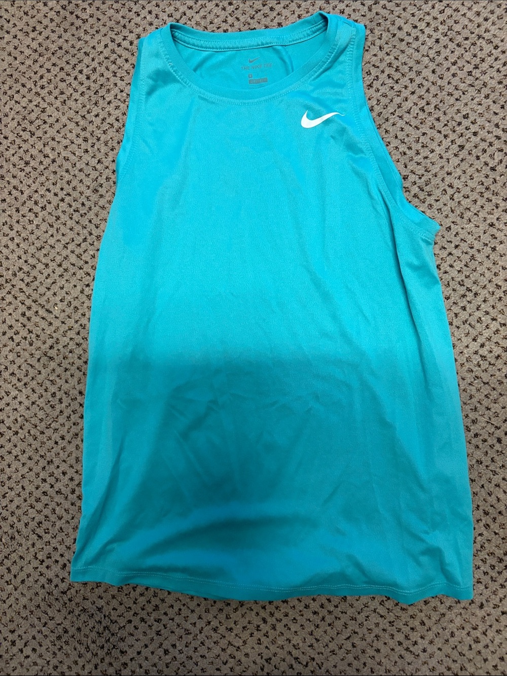 Nike Aqua Blue Sleeveless Athletic Tank with White Swoosh